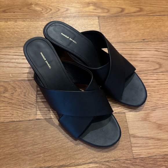 Mansur Gavriel Criss-Cross Heeled Sandals - Picture 1 of 3